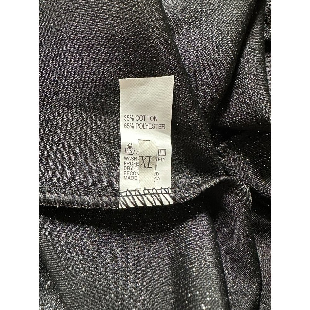 Womens Pencil Dress Glitter Black Size XL Knee Length Stretch Strappy Sleeve - Picture 16 of 16